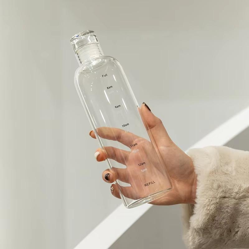 1/2PCS New Water Cup Sport Water Bottle With Time Scale Couple Plastic Portable Water Container Anti-drop Outdoor Water Bottle