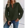 Women S Solid Color V Neck Long Sleeve Casual Sweatshirt