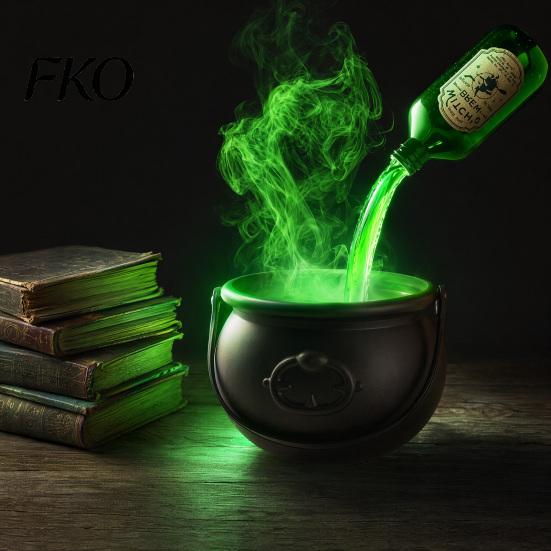 Haunted House Decoration Halloween Witch Cauldron, Large Plastic Black Bucket with Floating Potion Bottle, Spooky Witchcraft Ornament Soup Pot