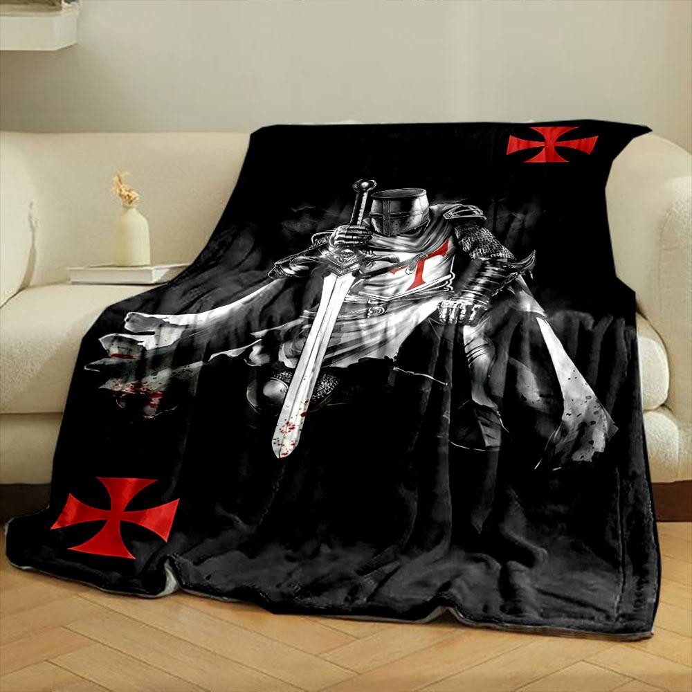 Crusader Knight Blanket  Printed Blanket for Living Room Bed Couch lunch break Soft Cozy Blanket for Friend's festival Gift