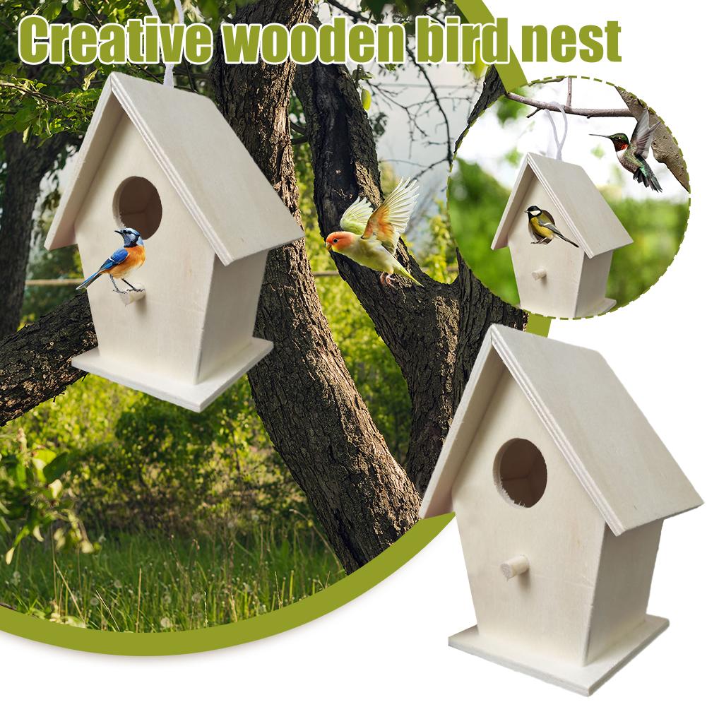 Wooden Bird House Wall Mounting For Small Birds Nice Bird Nest Designed With Perches Solid Birdhouse Weatherproof