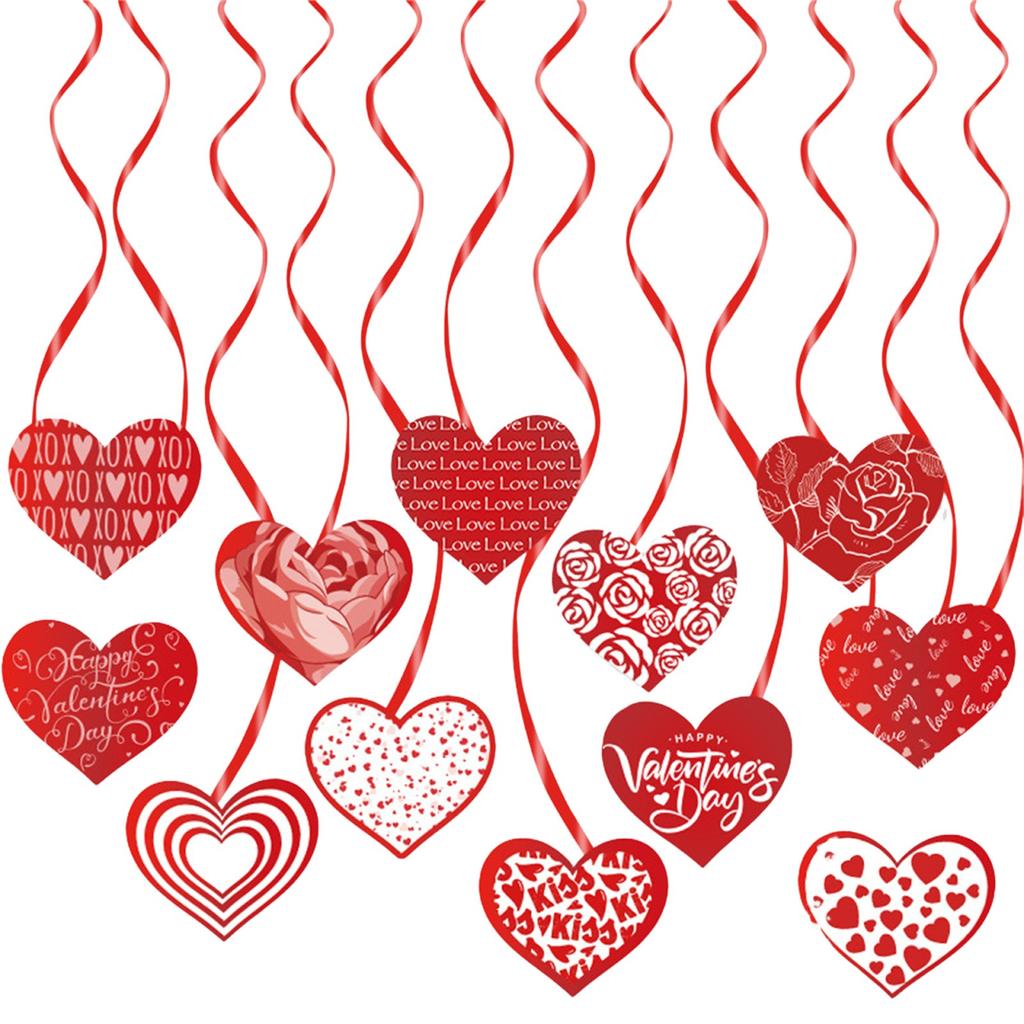 Украшение интерьера ко Дню святого Валентина, бумажные сердечки, украшения для вечеринки на День святого Валентина, яркие цвета, создающие атмосферу, украшения 12 шт.