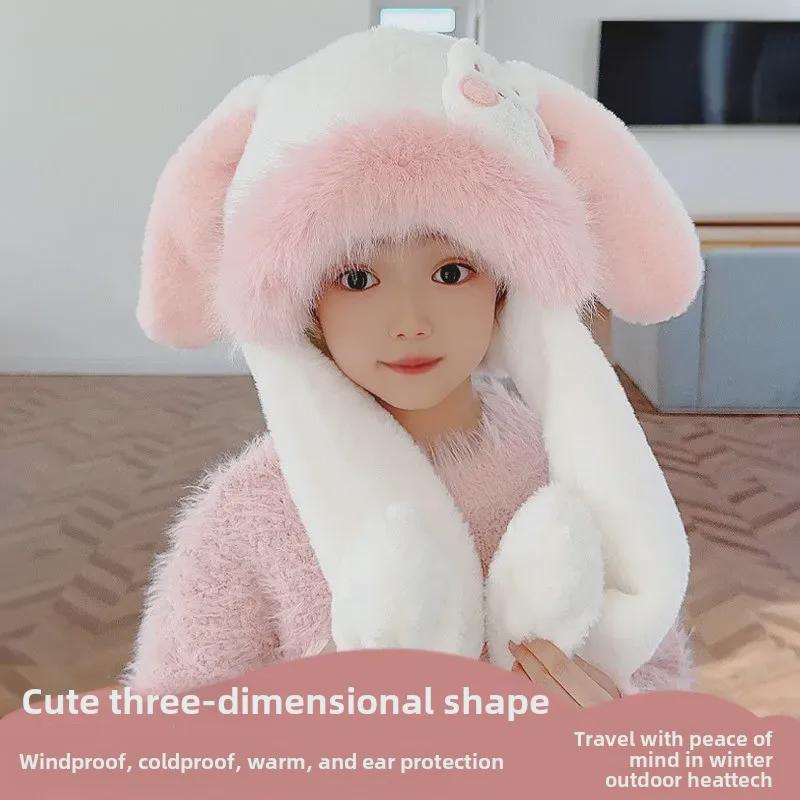 Милый детский комплект из шапки и шарфа с кроличьими ушками — мягкие, теплые и подвижные ушки для девочек.