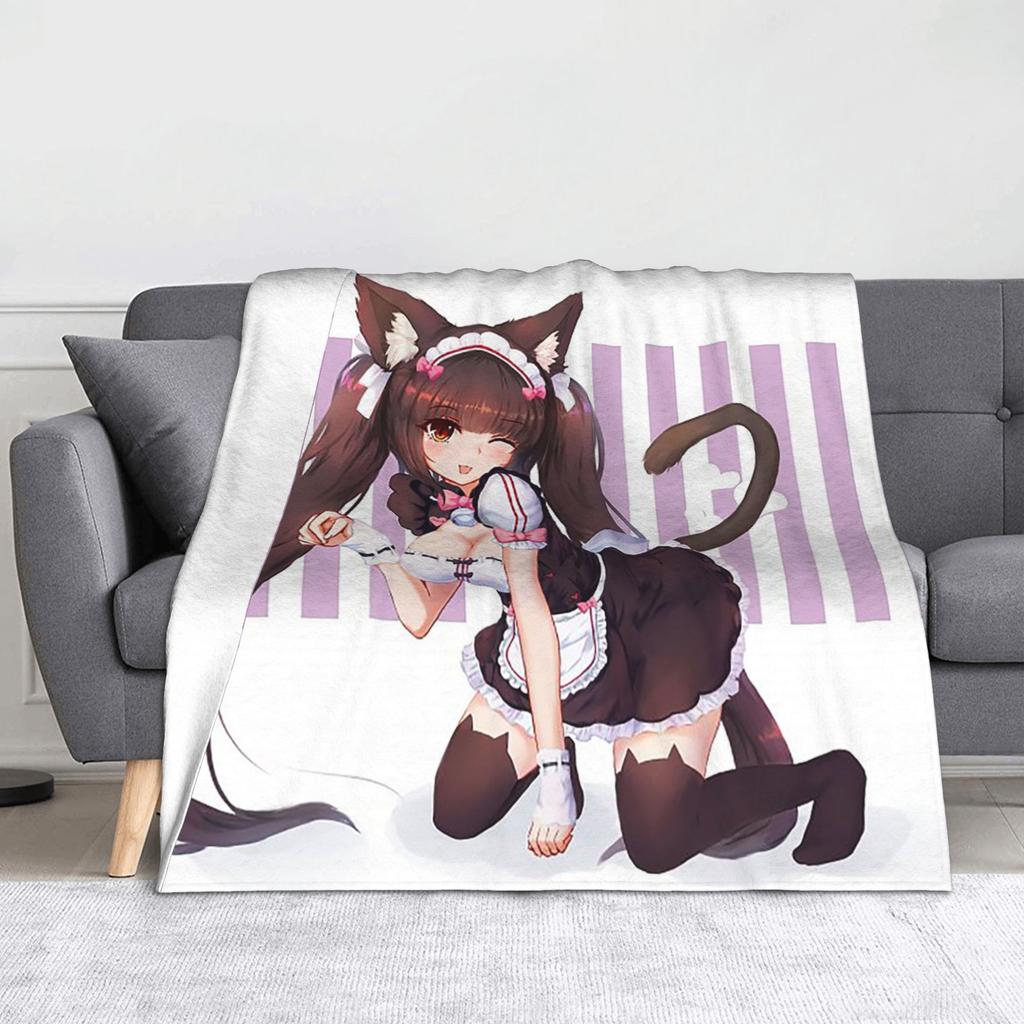 Nekopara Game Chocola and Vanilla Blankets Flannel Summer Air Conditioning  Portable Soft Throw Blanket for Sofa Couch Rug Piece