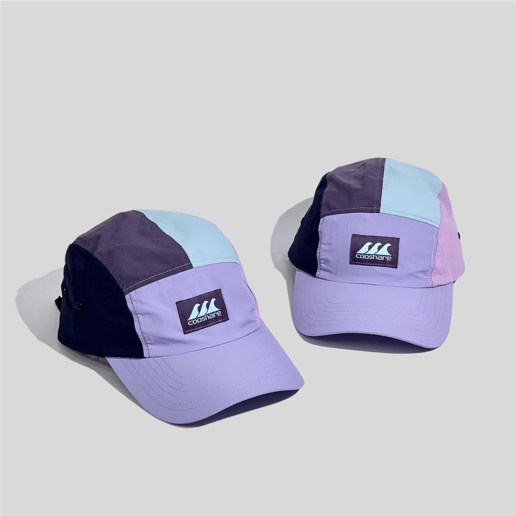Color-blocked five-panel baseball cap, custom-made sun hat, UV protection, quick-drying, suitable for outdoor sports