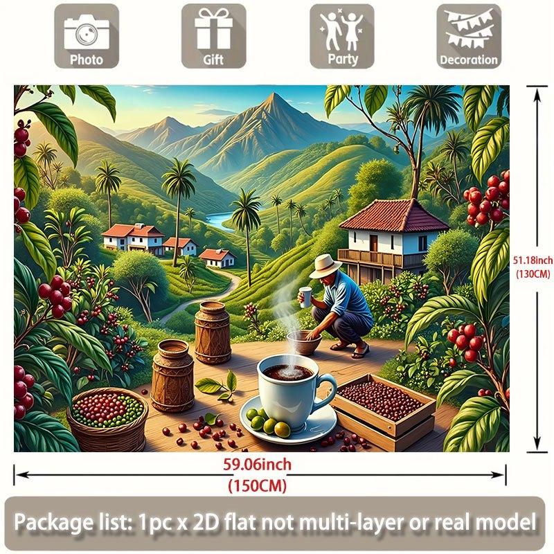 Coffee Mountain Landscape Banner Polyester Party Photo Backdrop