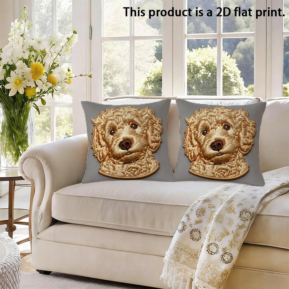 2Pcs Cute Goldendoodle Dog Square Throw Pillow Covers Set Of 2 Neutral Gray Sofa Cushion Cases For Home Decor Cushion Cover