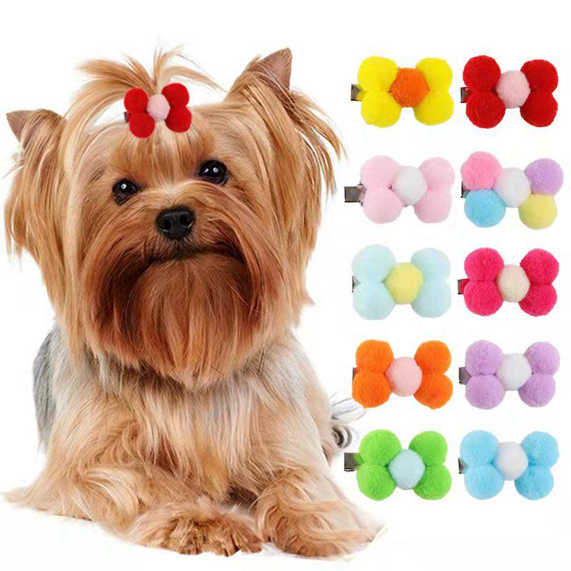 Cute Cat and Dog Christmas Pet Hairpins with Handmade Bows - Perfect Party Decorations!