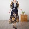 Половина рукава Плюс размер Хлопок винтажный цветочный новый в платьях для женщин повседневный свободный длинный летний платье