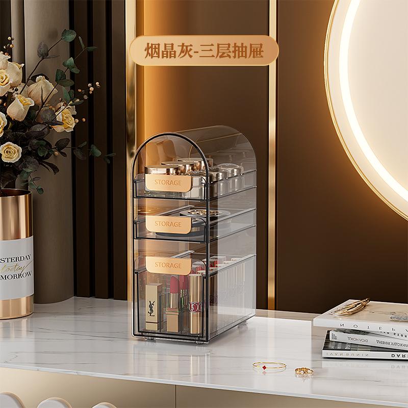 Акриловый органайзер для макияжа, косметический органайзер, пылезащитный настольный стеллаж для хранения ювелирных изделий, комод, чехол для губной помады, полка