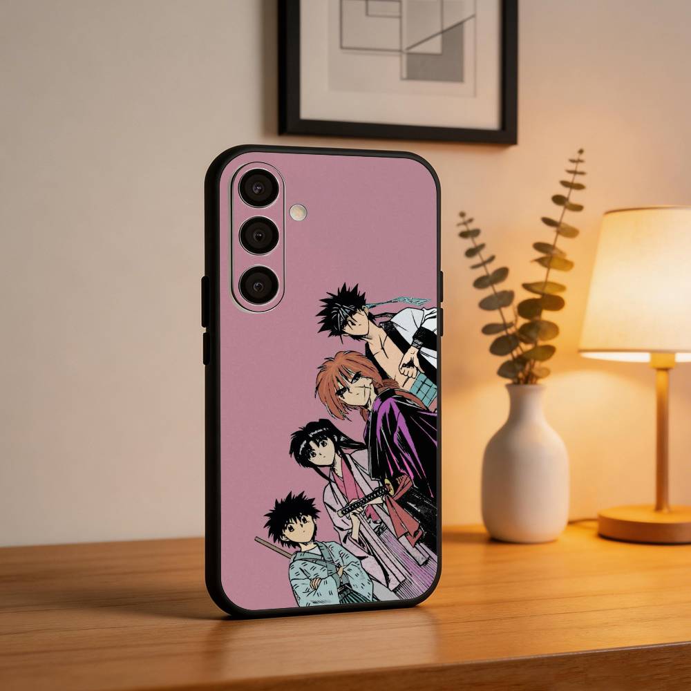 Anime R-Rurouni Kenshin Anime Phone Case For Samsung A73,72,71,A52,51,40,41,A22,A32,31,A13, Soft Black Shell