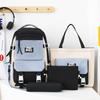 Four-Piece Backpack Set Junior High School Student Color Contrast Lightweight Schoolbag Children Large Capacity Backpack
