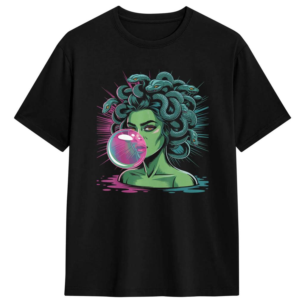 Medusa Bubble Gum T Shirt Novelty T Shirts Short Sleeve Aesthetic Tops Beach Cotton Oversize Clothes