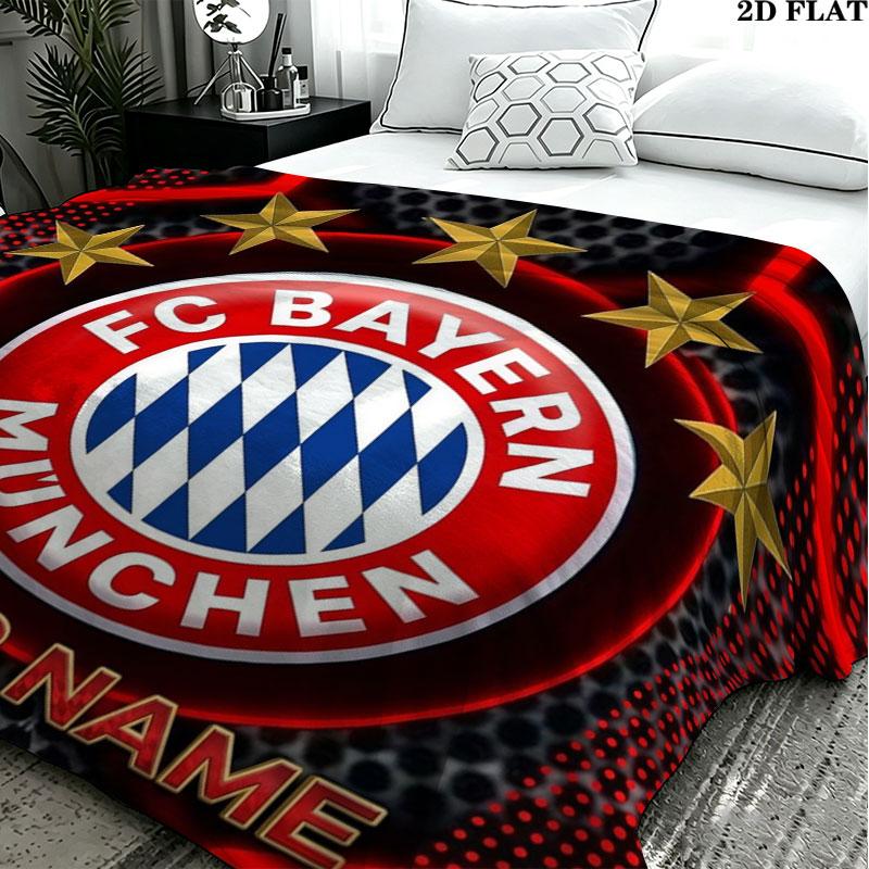 1PC FC Bayern Munchen Custom Name Patterned Flannel Blanket Suitable For All Seasons for Home Decor Warmth and Comfort Gifts Holiday Present