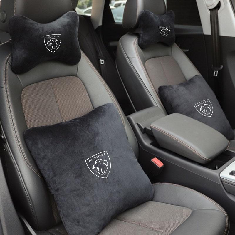 Car Seat Neck Pillow Leather Headrest Lumbar Waist Support for Peugeot 2008 3008 307 308 206 207 208 407 508 5008 106 107 Rifter
