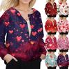 Women's Fashion Valentine's Day Printed Long Sleeve Cardigan Button Jacket
