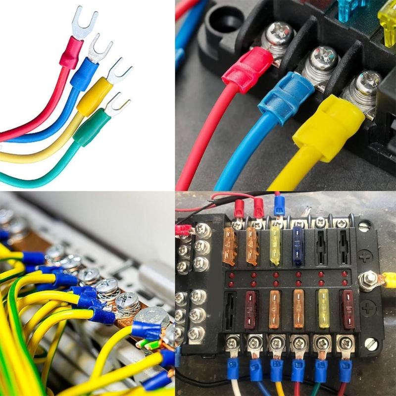200 шт. набор изолированных клемм для проводов, электрические соединители холодного прессования, обжимные клеммы с ПВХ-изоляцией для дома и автомобиля