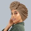 Fashionable Women's Solid Color Hijab Turban Bonnet Flower Decor Ramadan Head Wrap Head Scarf Cap Indian Hat Headwear