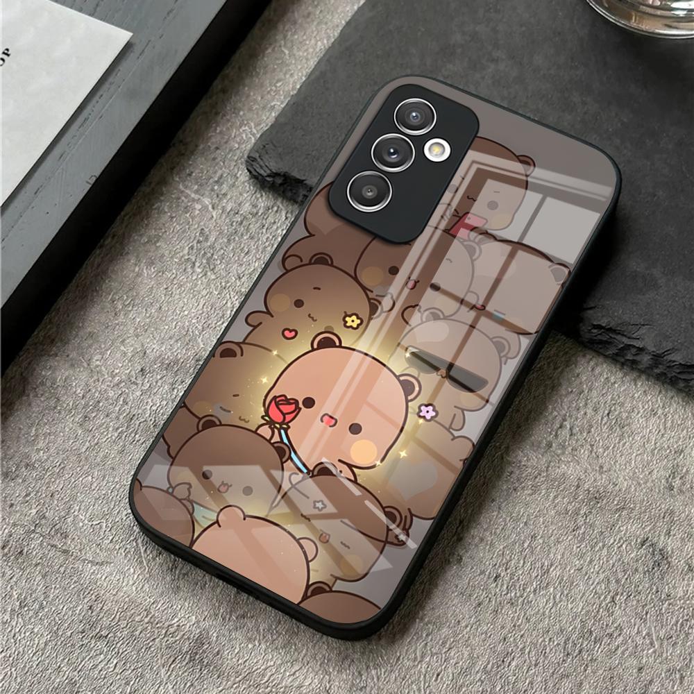 Милый чехол для телефона BuBu DuDu для S24 Ultra Samsung S23 S22 S20 Fe S21 Plus Galaxy A54 A34 A24 A53 Стеклянная крышка