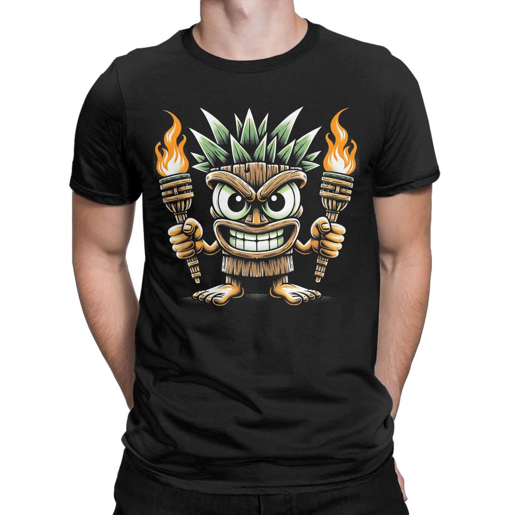 Tiki Man Hawaiian Summer Tropical Luau Party Cotton TShirt For Mens Summer  Funny T Shirts Crewneck Trendy Cool Tee Shirt Gift