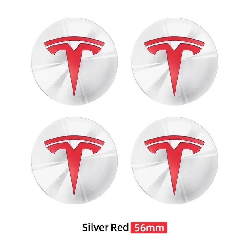 Автомобильная наклейка Tesla 4 шт. 56 мм Центральный колпачок ступицы Логотип Высококачественная наклейка для Tesla Model 3 Y S X Персонализированная наклейка-эмблема Автомобиль