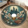 Magic Elf Round Area Rug,Carpet Rug for Living Room Bedroom Sofa Playroom Decor,Non-slip Floor Mat