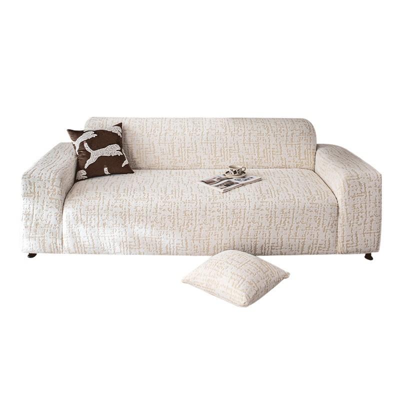 Cream Style Jacquard Velvet Sofa Cover All Season Anti Cat Scratch Full Wrap Universal