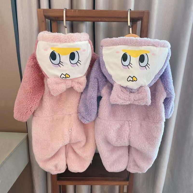 Детские комбинезоны для девочек, фланелевые, осенние и зимние, утепленные, детские пижамы, домашняя одежда