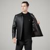 Осень и Зима Новая Мужская Кожаная Куртка Среднего Размера Папина Одежда Business Casual Простой Воротник Короткая Кожаная Куртка