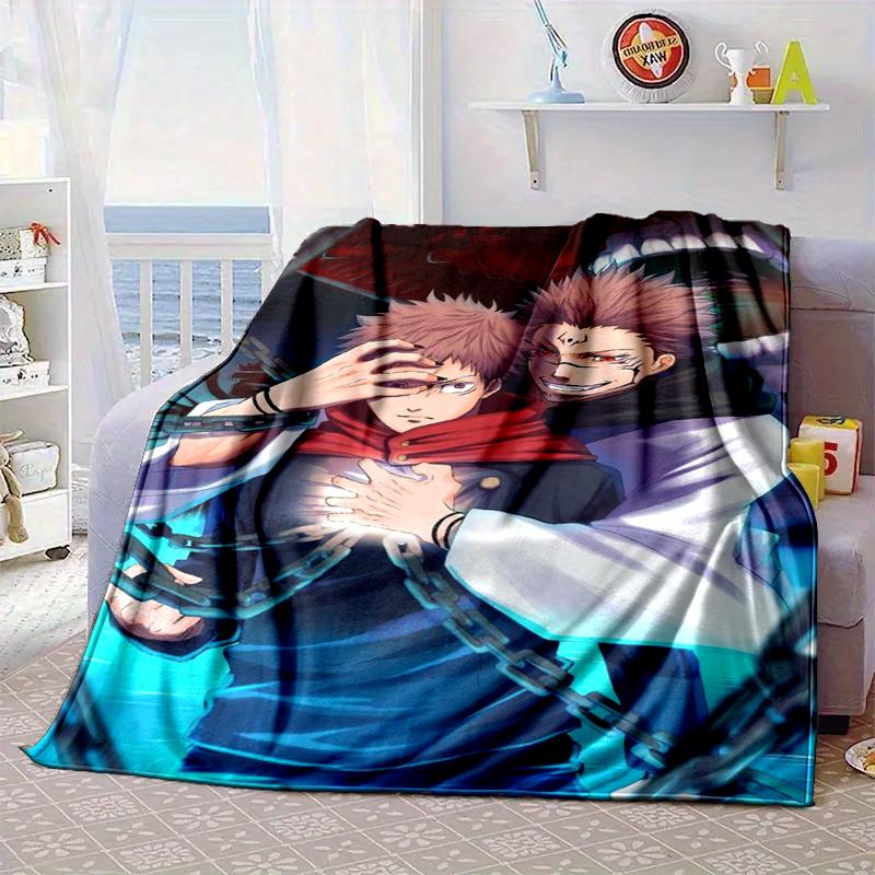 Jujutsu Curse Battle Blanket Flannel Blanket for bed, sofa, Camping, Hiking, Picnic Essentials, gift for family Fan gifts