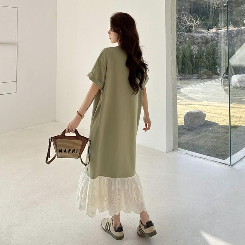 Короткие рукава больших размеров хлопок винтажный цветочный новый в платьях для женщин повседневное свободное длинное летнее платье