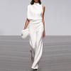 Women's Fashion Short Sleeve Off Shoulder Solid Color Wide Leg Jumpsuits