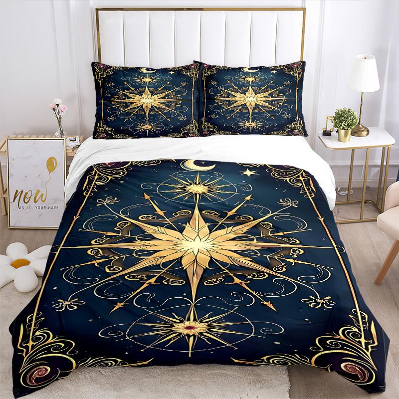 3pcs Celestial Mandala Bedding Set, Includes 1 Comforter + 2 Pillowcases, Without Pillow Inserts, Soft Comfortable, Lightweight Breathable085