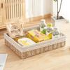 Set of 2 Storage Baskets, Tabletop Storage, Wicker Baskets with Inner Lining, Washable, Pastoral Beige