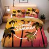Seaside Coconut Trees Single Duvet Cover Set, Microfiber Bedding Set with Zipper Closure and 1/2 Pillowcases, for Boys and Girls