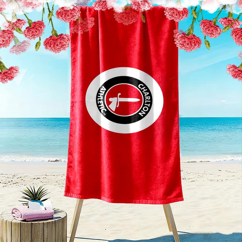 Пляжное полотенце Charlton Athletic FC, Большое, Мягкое, Быстросохнущее, для Пляжа, Кемпинга, Плавания