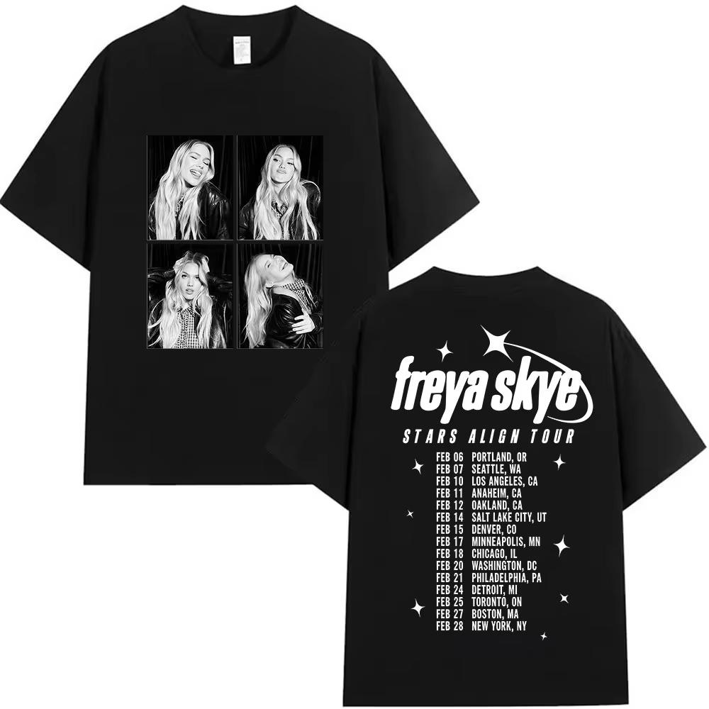 Singer Freya Skye cotton Unisexs Shirt Summer Stars Align Tour Album Graphics Womens Yk Hip Hop Streetwear Tshirt