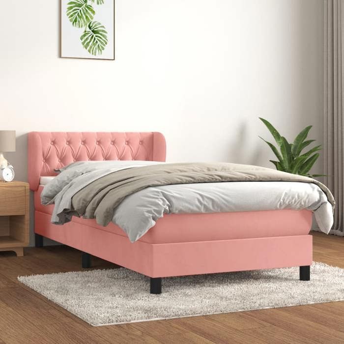Maison Exclusive - Sommier à lattes de lit avec matelas Rose 100x200 cm Velours