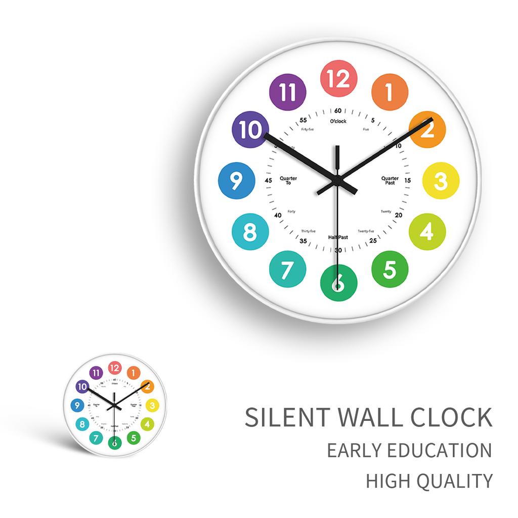 Children's Educational Quartz Analog Needle Display Wall Clock for Kindergarten Learning Customizable Color & Logo