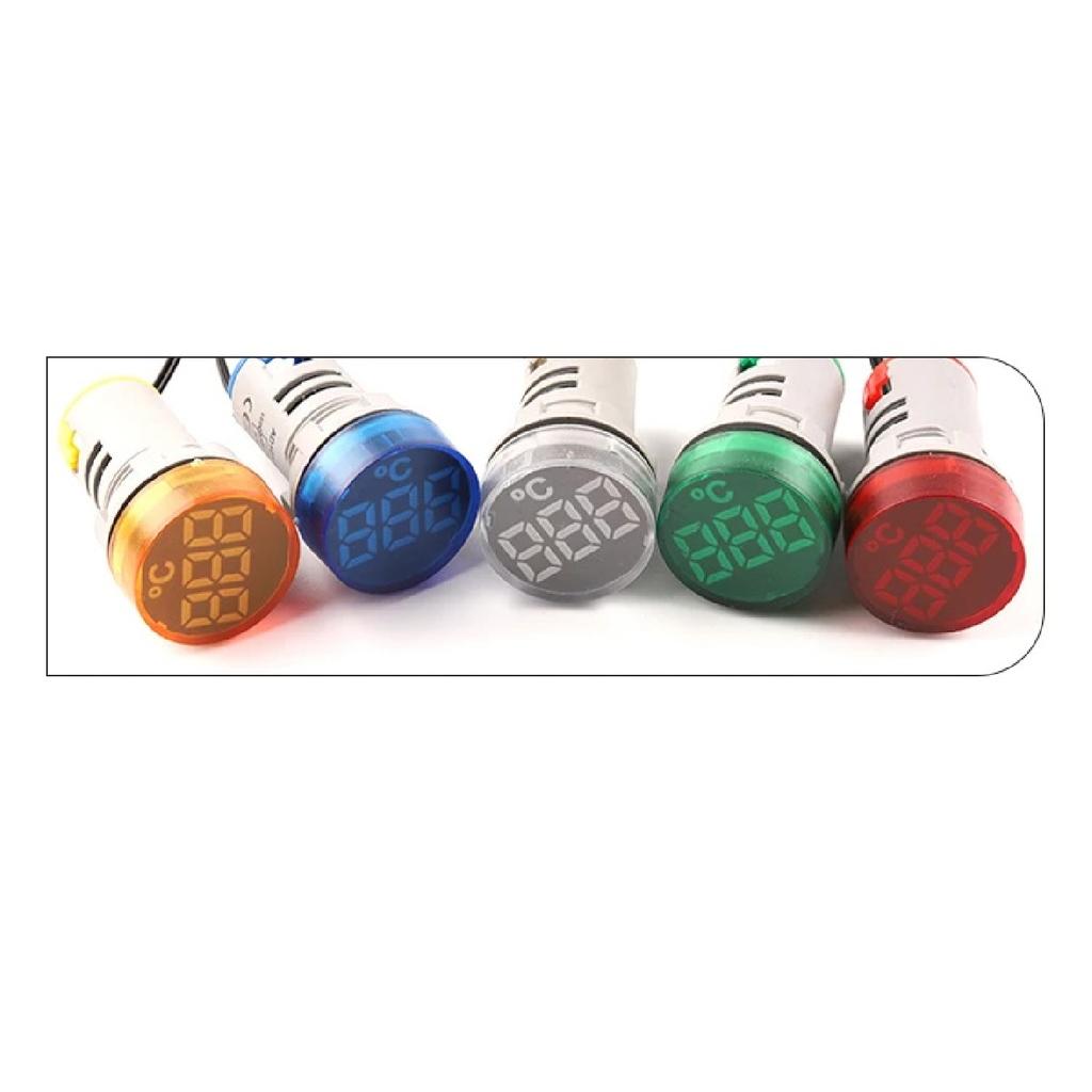 1PCS 22MM Mini Round LED Thermometer AC 50-500V -20-199 Digital Temperature Meter Indicator,For Sensor Gauge Weather Station