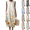 Women's Fashion Casual Sleeveless Round Neck Floral Elegant Temperament Dress