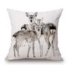 Nordic Retro Style Animals Poster Cushion Cover Highland Cow Calf Stag Goat Moose Fox Bear Print Pillow Case