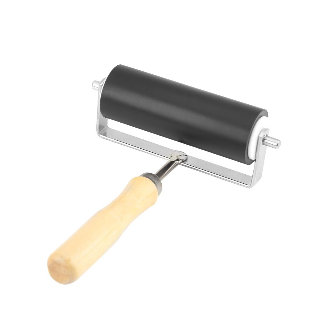 Professional Art Brayer Roller, Heavy Duty Hard Rubber Ink Paint Brush for Oil Painting and Stamping, with Nonslip Wooden Handle