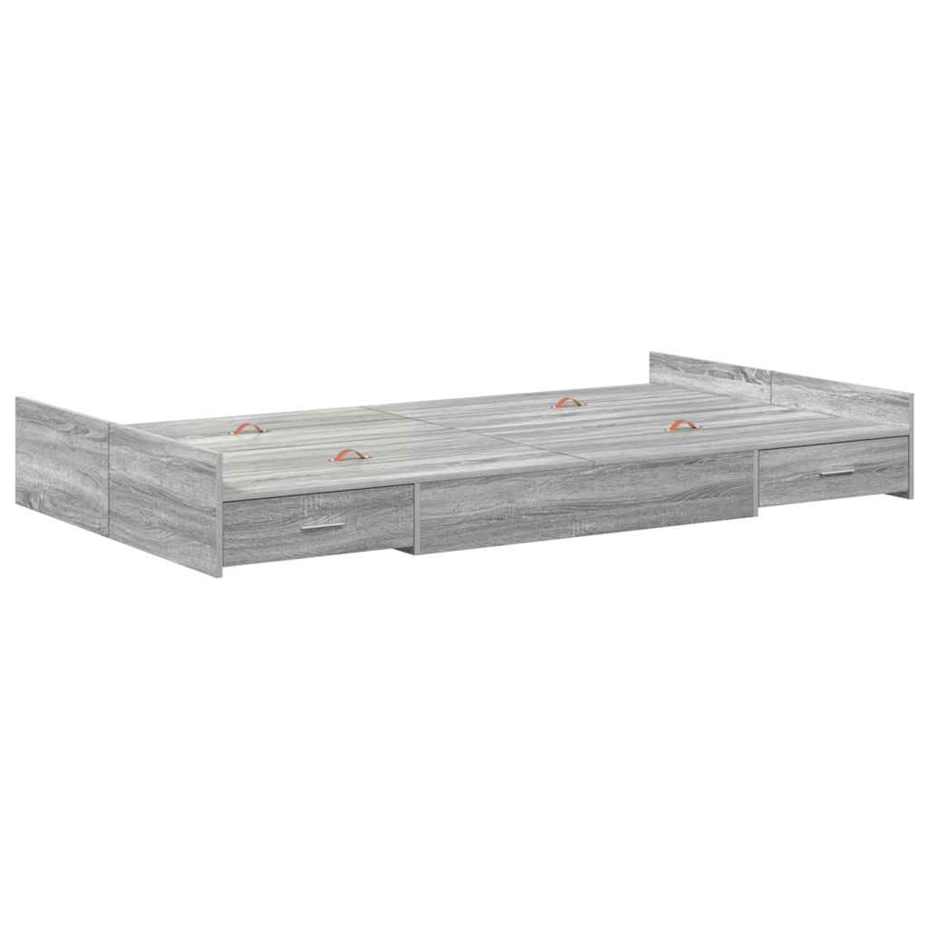 Storage Bed Frame Grey Sonoma 120 x 190 cm