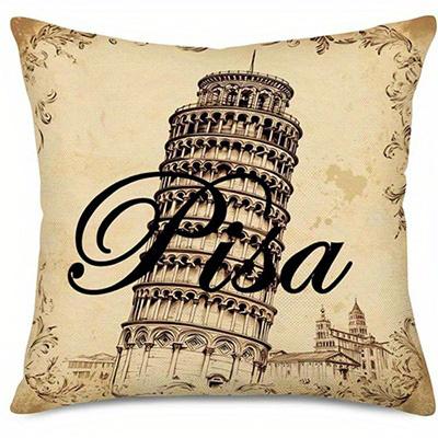 Home Decor Eiffel Pisa London Rome Travel Pillows Pattern Cushion Cover Suitable For Sofa Bedroom Car Pillow Cover