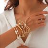 Temperament Simple Bow Beaded Bracelet Set Versatile Stacked Pearl Exaggerated Multi-layer Hand Jewelry Daily Commuting for Woman