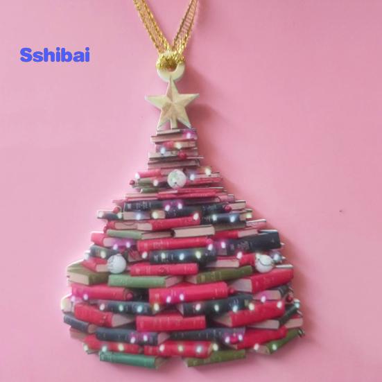 Чтение старинной книги Рождественский орнамент Акриловое ремесло Красочная сложенная книга Подвесной орнамент