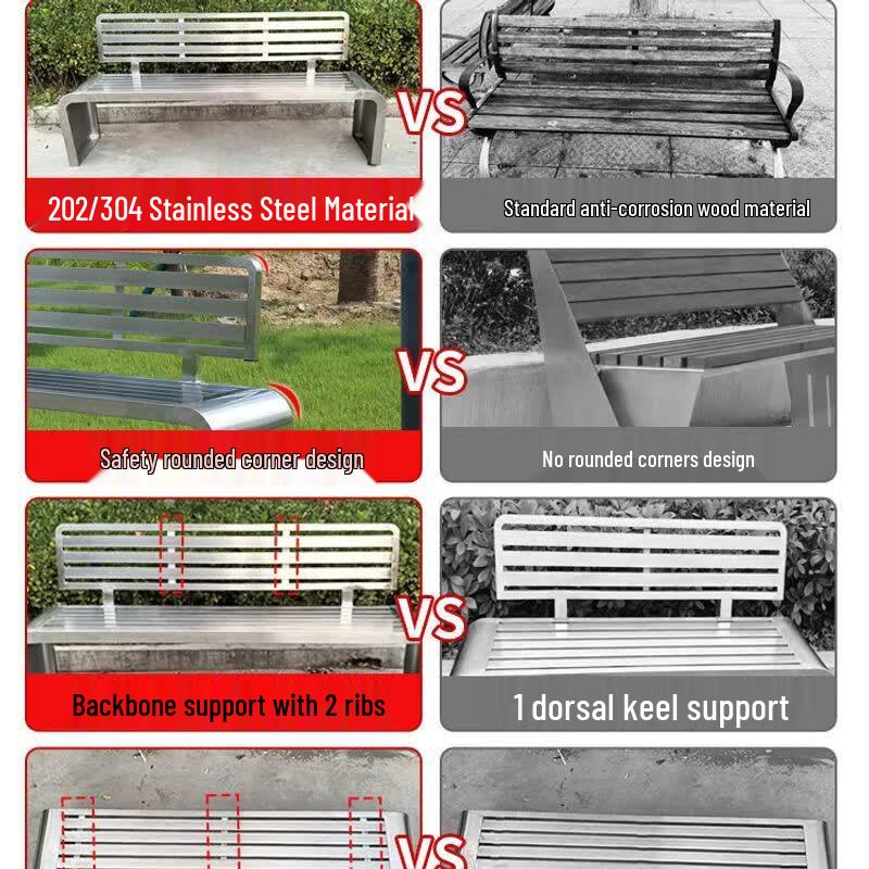 Stainless Steel Outdoor Park Bench