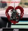2d Acrylic Heart Couple Skull Car Pendant For Halloween And Christmas Decoration