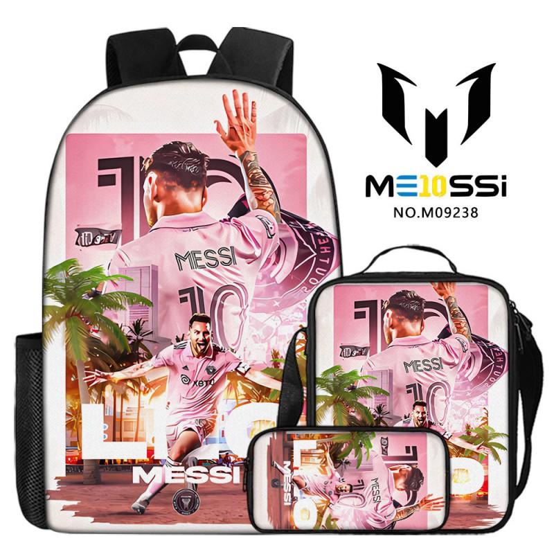 Kids Soccer Fan Backpack Set With Cristiano Ronaldo Neymar Print Oxford Fabric School Bag Boys Girls